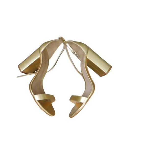 Schutz Size 10 Gold Formal Designer Ankle Strap Heels Leather - Picture 2 of 5